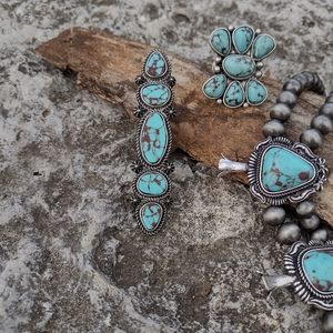 Turquoise Large-scale Adjustable Ring